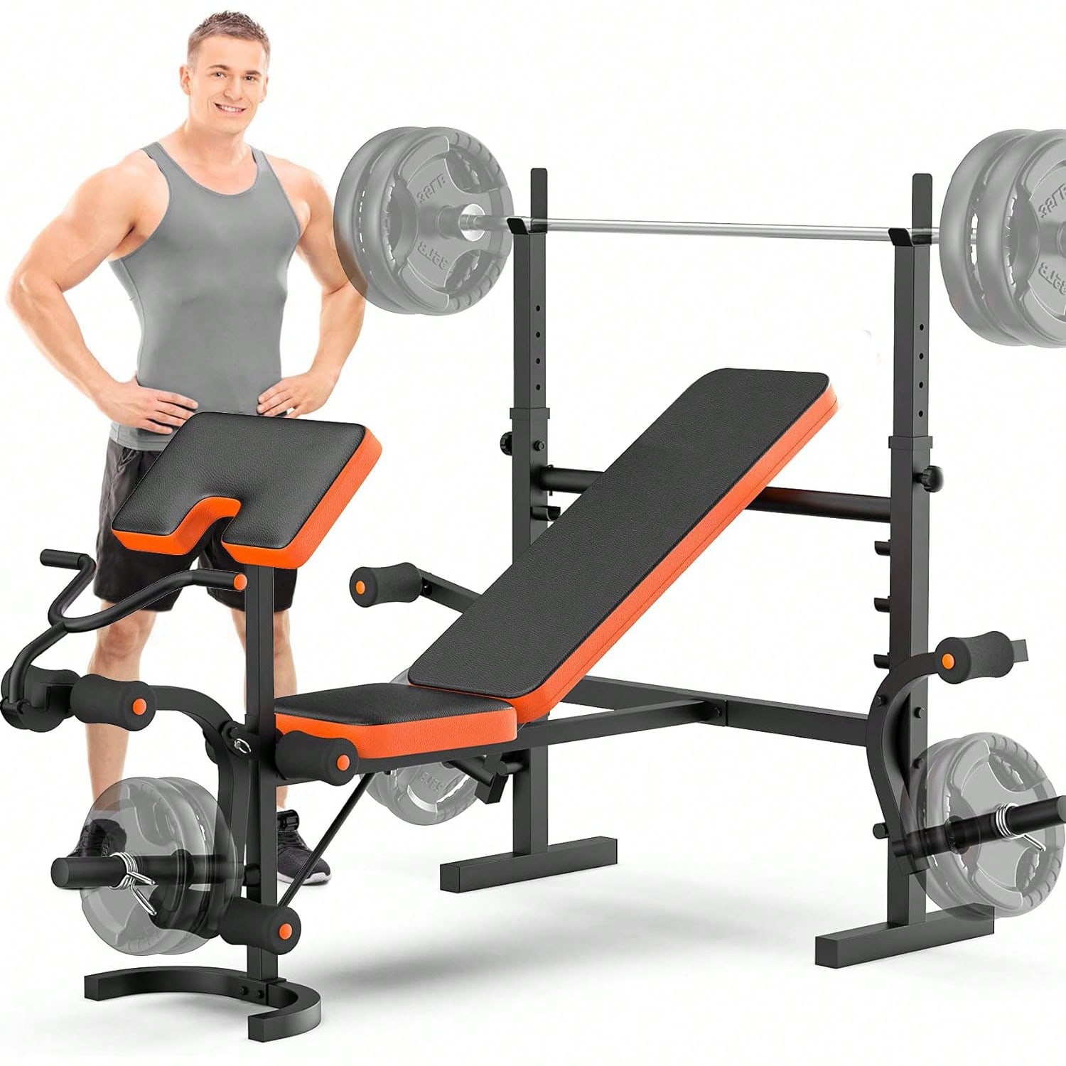 Bench Press Adjustable Incline - GIKPAL Ağırlık Sehpası, Bacak Ekstansiyonlu Bench