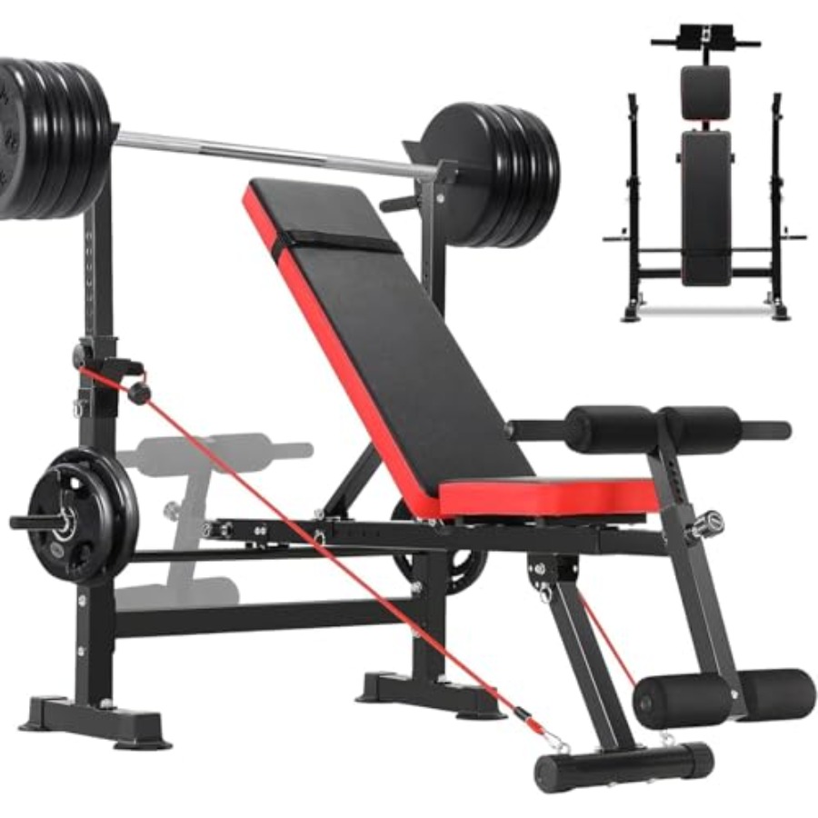 Bench Press Adjustable Incline - 900 LBS Ağırlık Sehpası Seti, Ayarlanabilir