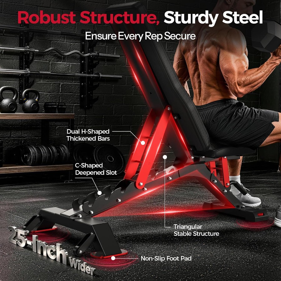 WB7 Ağırlık Sehpası, 1300 LBS  - Bench Press Adjustable Incline incelemesi ve fiyatı