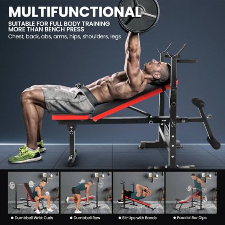 900 LBS Ağırlık Sehpası Seti,  - Bench Press Adjustable Incline incelemesi ve fiyatı