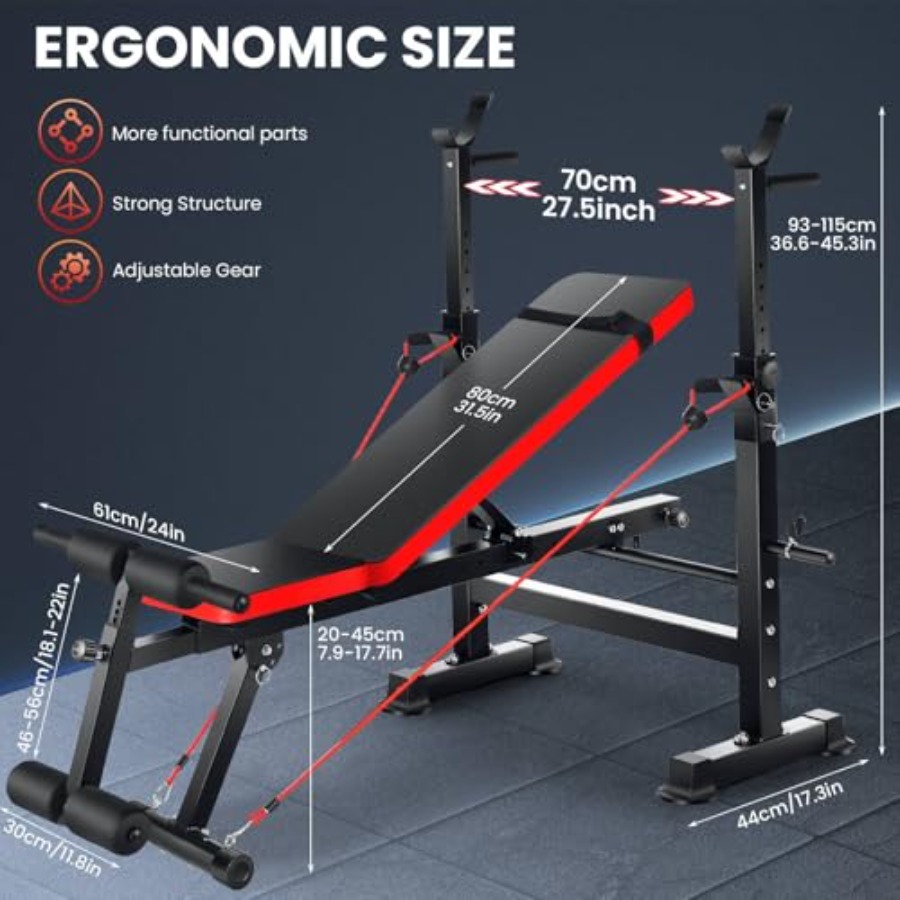 900 LBS Ağırlık Sehpası Seti,  - Bench Press Adjustable Incline incelemesi ve fiyatı